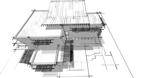 Dům Koncepce Skic Ilustrace — Stock fotografie