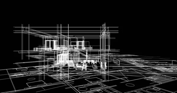 mimari çizimleri 3B illüstrasyon - illüstrasyon