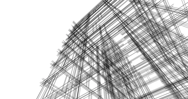 房子大厦建筑图画3D — 图库照片