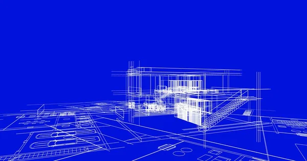 Edifício Casa Desenho Arquitetônico Ilustração — Fotografia de Stock