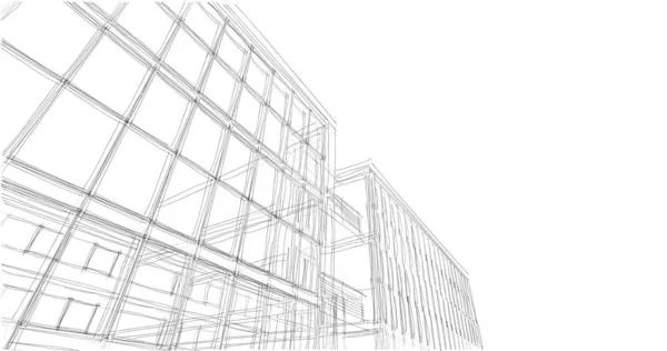 Huis Gebouw Architecturale Tekening Illustratie — Stockfoto