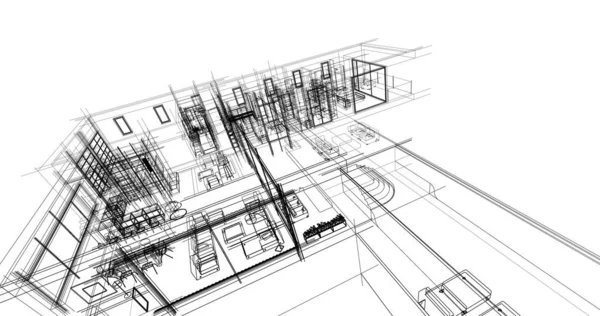Эскиз Концепции Дома Иллюстрация — стоковое фото