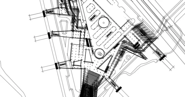 Edificio Casa Dibujo Arquitectónico Ilustración —  Fotos de Stock