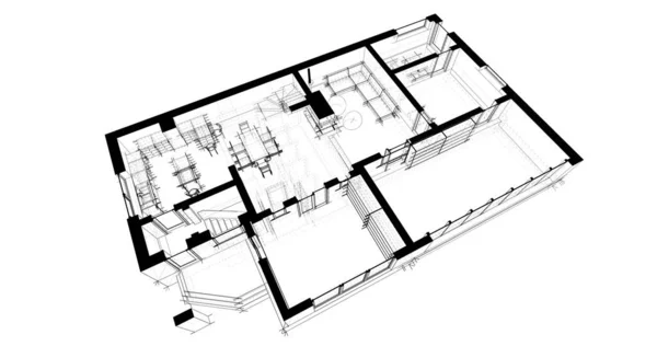 房子概念剪影3D — 图库照片