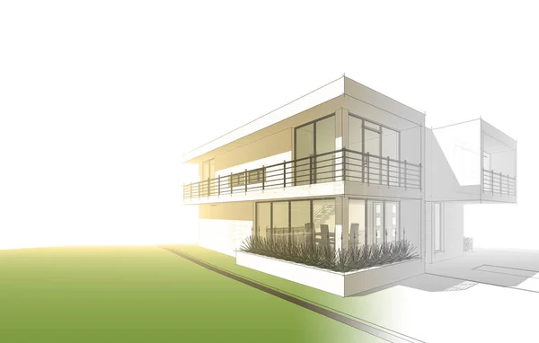 House Building Architectural Drawing Illustration — Stock Photo, Image