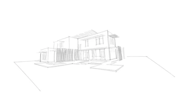 Conception Maison Croquis Illustration — Photo