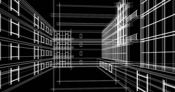 Rysunek Architektoniczne Budownictwo Mieszkaniowe — Zdjęcie stockowe