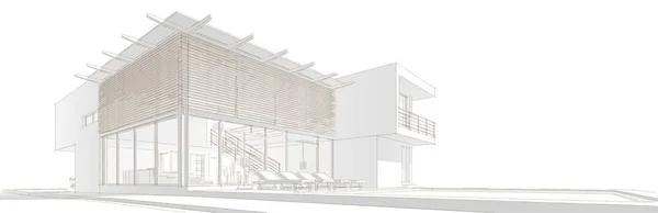 Binanın mimari 3d çizim çizim ev