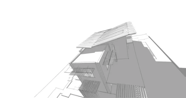 房子概念剪影3D — 图库照片