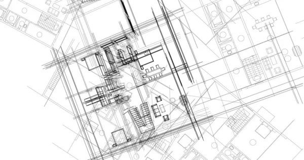 住宅建設建築デッサン イラスト — ストック写真