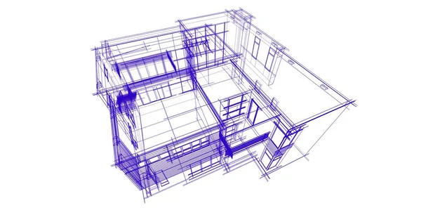 房子概念剪影3D — 图库照片