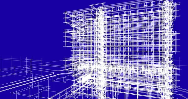 建筑图纸3D — 图库照片