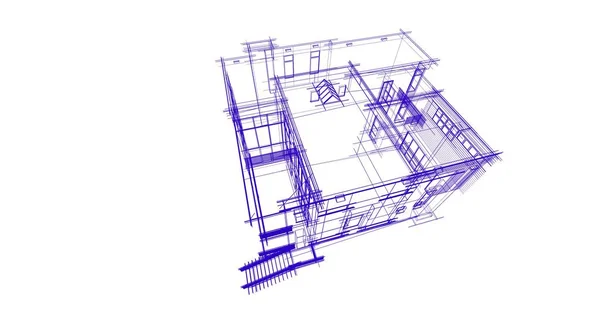 房子概念剪影3D — 图库照片