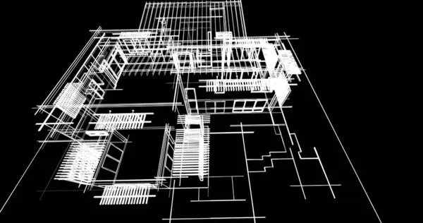 房子概念剪影3D — 图库照片