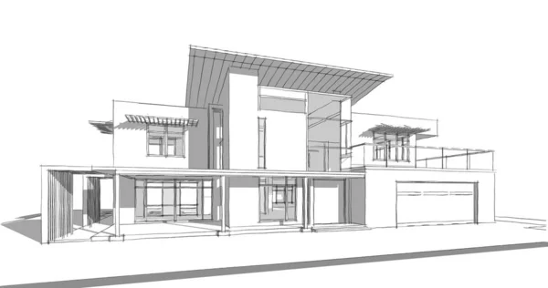 房子概念剪影3D — 图库照片