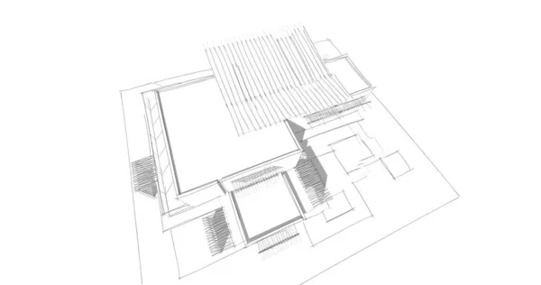 房子概念剪影3D — 图库照片