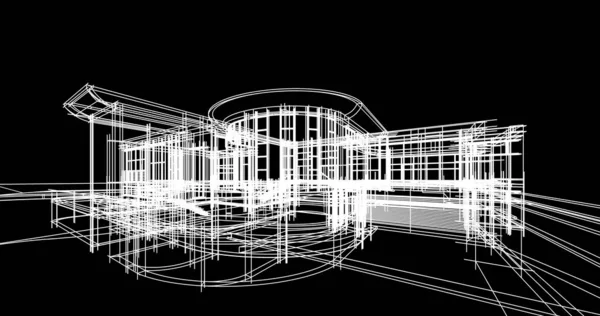 architecture building 3d illustration on background,