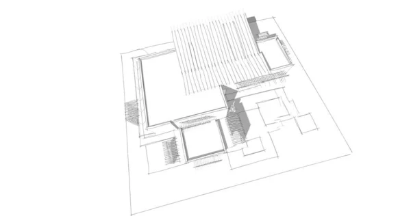 房子概念剪影3D — 图库照片