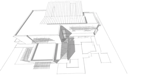 房子概念剪影3D — 图库照片