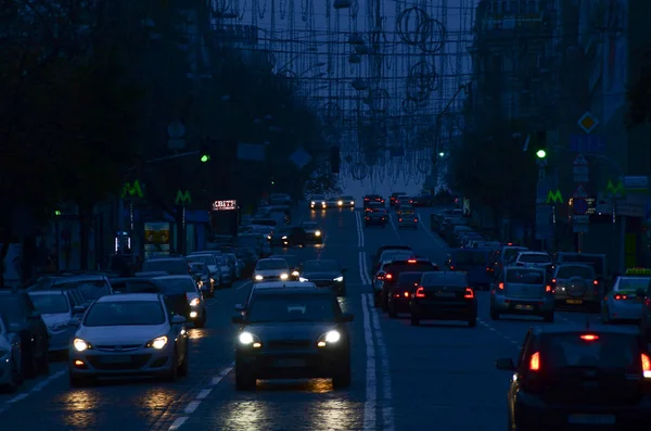 Traffico Auto Notte Città — Foto Stock