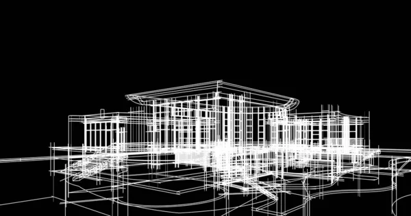 architecture building 3d illustration on background,