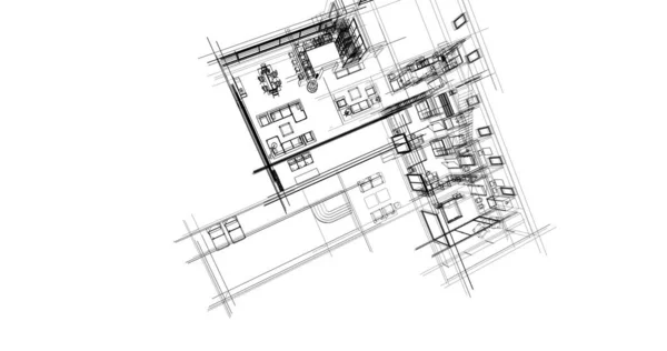 房子概念剪影3D — 图库照片