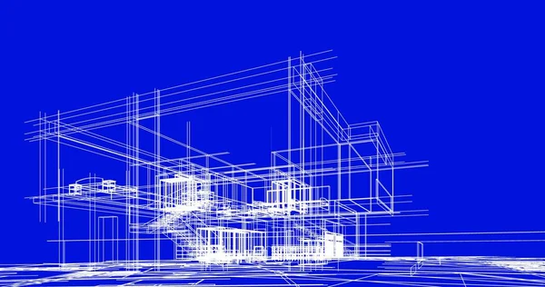 Rysunki Architektoniczne Ilustracja Ilustracja — Zdjęcie stockowe