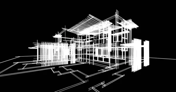 房子概念剪影3D — 图库照片