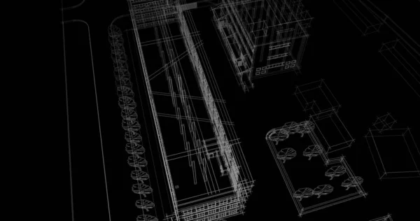 Casa Edificio Disegno Architettonico Illustrazione — Foto Stock