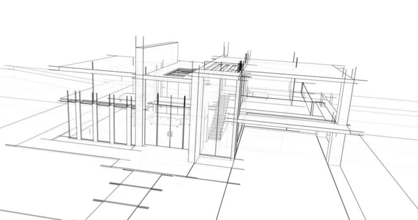 Dům Koncepce Skic Ilustrace — Stock fotografie