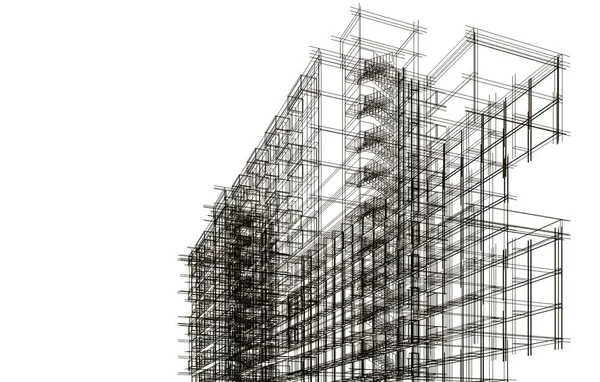Rysunek Architektoniczne Budownictwo Mieszkaniowe — Zdjęcie stockowe