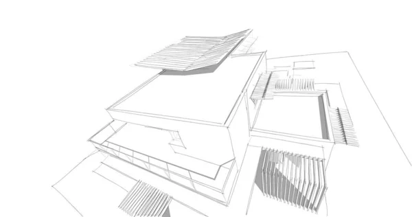 房子概念剪影3D — 图库照片