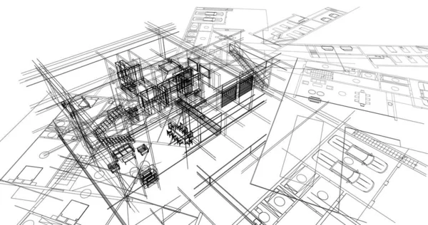 住宅建設建築デッサン イラスト — ストック写真