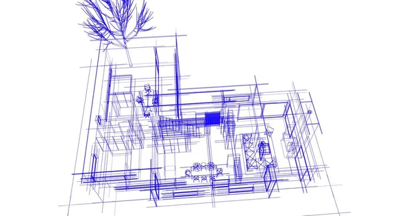 Rysunek Architektoniczne Budownictwo Mieszkaniowe — Zdjęcie stockowe