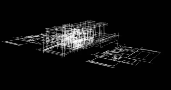 房子概念剪影3D — 图库照片