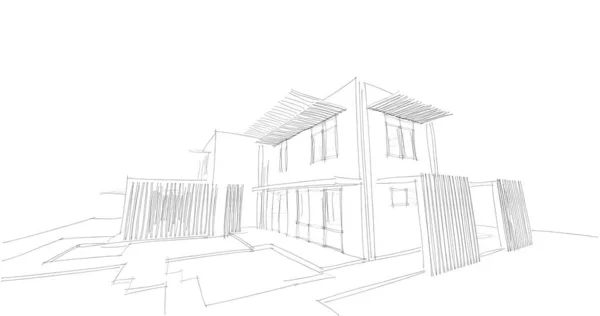 Conception Maison Croquis Illustration — Photo