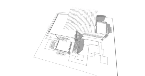 房子概念剪影3D — 图库照片