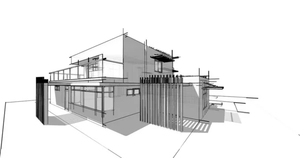 Ескіз Концепції Будинку Ілюстрація — стокове фото
