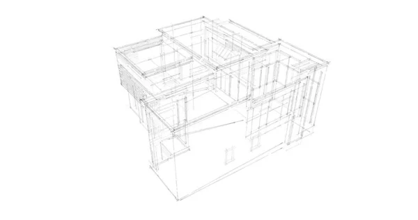 房子概念剪影3D — 图库照片