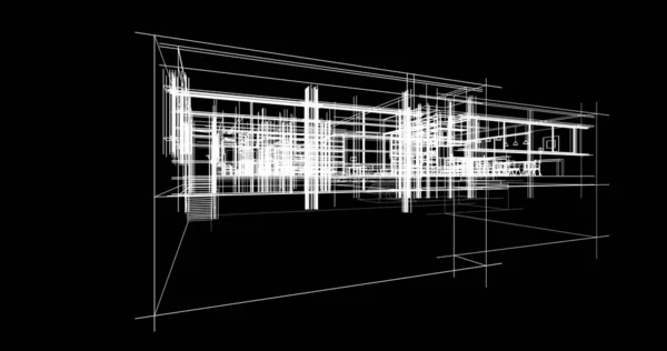 房子概念剪影3D — 图库照片