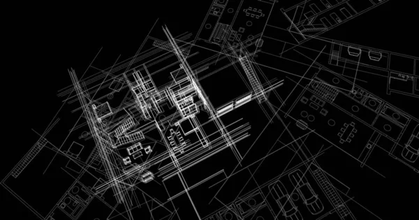 mimari çizimleri 3B illüstrasyon - illüstrasyon