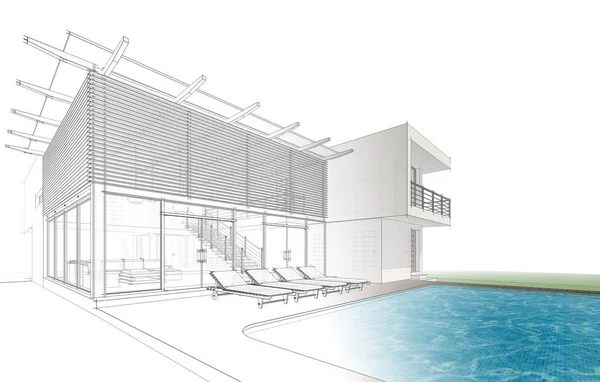 Binanın mimari 3d çizim çizim ev