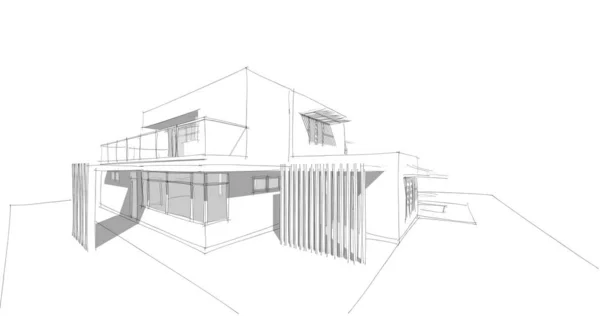 房子概念剪影3D — 图库照片