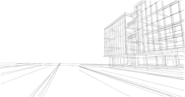 Huis Gebouw Architecturale Tekening Illustratie — Stockfoto