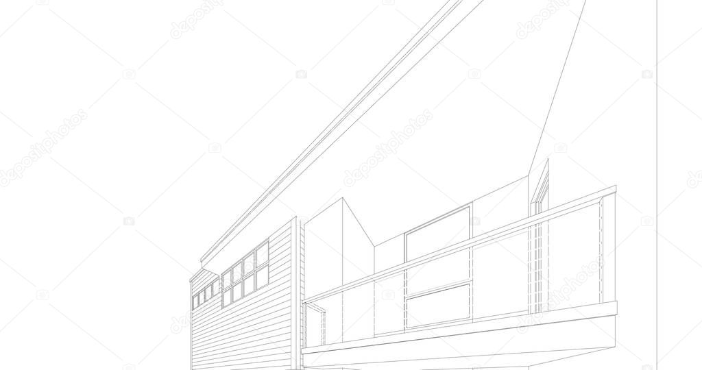 House concept sketch 3d illustration