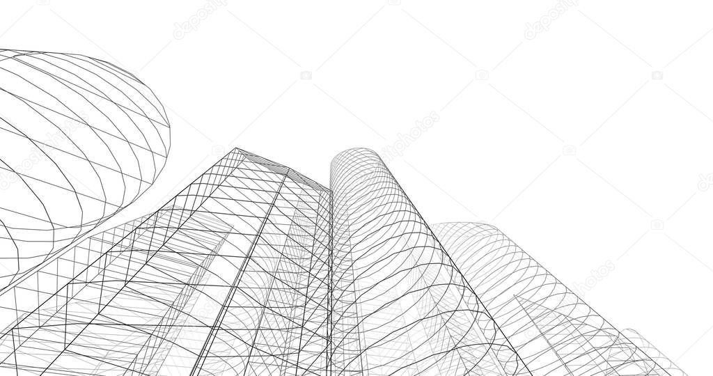 3d illustration of city architecture and buildings 