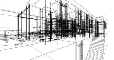 Ev kavramı kroki 3d çizim