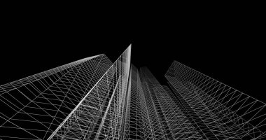 şehir mimarisi ve binalar 3D çizimi 