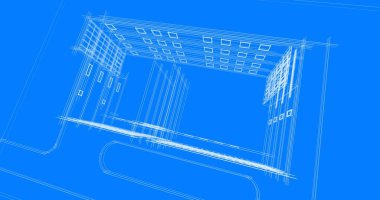 Binanın mimari 3d çizim çizim ev