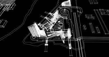 Binanın mimari 3d çizim çizim ev